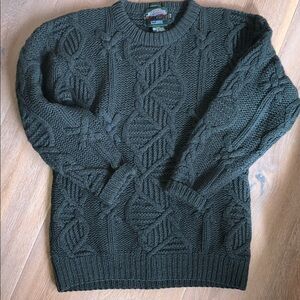 Vintage Hunter Green Hand Knit Beaver Canoe Sweater